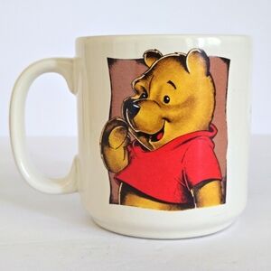 VTG EUC Winnie the Pooh Disney Store Exclusive Mug Dbl Sided Pink Ivory 12oz